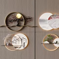 Chinese Style Circular Wall Decor With Moon Pine Tree And Landscape Design
