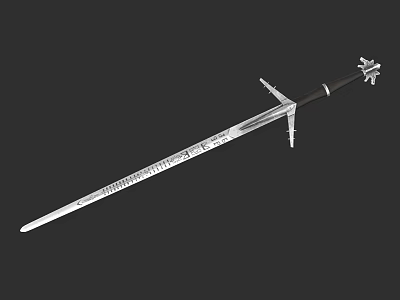 Medieval Long Sword With Cross Guard And Decorative Hilt As Historical Weapon 3d model