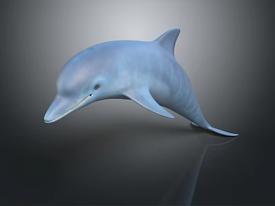 Glossy Blue Dolphin Shaped Household Decor Figurine 3D Model Smooth Surface 3d model