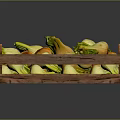 Fresh Vegetables In Wooden Crate With Green Leaves And Bulbous Shapes