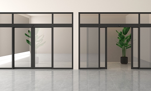 Electric door double door glass double door induction door glass door sliding door 3d model