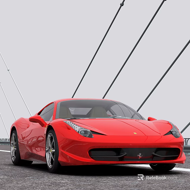 Red Sports Car With Sleek Design Shiny Exterior On Modern Bridge Front View 3d model 