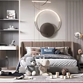 Modern Kids Bedroom Interior With Cozy Bed Plush Toys And Blocks