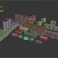 3D Architectural Model of Diverse Residential Buildings With Colorful Exteriors and Multiple Floors