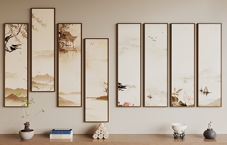 New Chinese Hanging Paintings 3d model