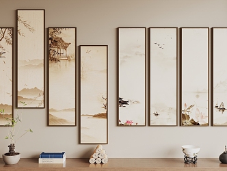 New Chinese Hanging Paintings 3d model