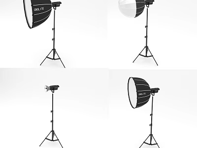Professional Commercial Studio Photography Lighting Equipment With Light Stands And Softboxes 3d model