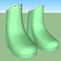 Green Frog Shaped Rain Boots With Big Eyes And Textured Sole For Kids