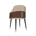 Modern Elegant Dining Chair With Beige Brown Upholstery And Metal Tapered Legs