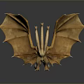 Mythical Fantasy Character Three Headed Dragon With Spread Wings And Golden Scales