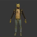 Man With White Horns Red Mask Skull Tattoo Black Leather Jacket And Blue Jeans