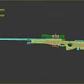 3D Model Sniper Rifle With Yellow Body Black Stock Barrel And Scope