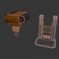 Industrial Mechanical Equipment With Brown Black Hook And Gray Red Structural Support