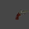 Classic Revolver With Silver Metal Cylinder And Red Grip Design Features