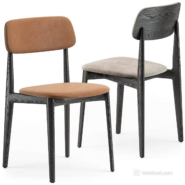 Modern Leisure Chairs With Wooden Legs And Upholstered Seats In Two Tones 3d model 