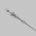 Intricate Metallic Sword With Decorative Hilt Design And Long Shiny Blade For Fantasy Collectibles