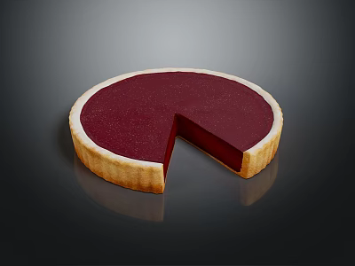 Glossy Red Berry Pie With Flaky Golden Crust And a Slice Removed 3d model