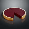 Glossy Red Berry Pie With Flaky Golden Crust And a Slice Removed