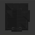 Modern Two Story Detached Villa With Gray Exterior Black Roof Large Windows And Decorative Steps
