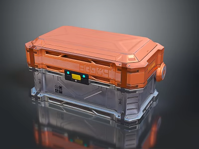 Orange Modern Home Storage Box With Transparent Parts And Label For Daily Use 3d model