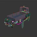 Industrial Mechanical Equipment Featuring Blue Cargo Platform Green Structure Driver's Cabin And Wheels