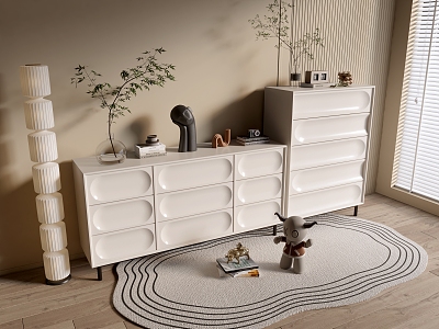 Modern Cream Style Cabinet Whole Cabinet Sideboard Cabinet Balcony Cabinet Storage Cabinet Entrance Cabinet 3d model