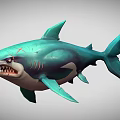 Turquoise Shark Aquatic Animal With Sharp Teeth Detailed 3D Model Design 3d model