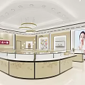 Elegant Jewelry Store Interior Design With Glass Display Cases Decorative Counters And Ceiling Lighting