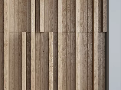 Modern Wooden Wall Paneling With Vertical Slats And Natural Wood Texture 3d model