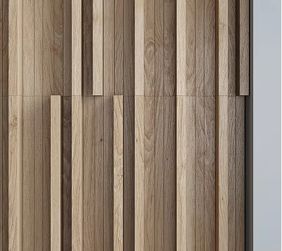 Modern Wooden Wall Paneling With Vertical Slats And Natural Wood Texture 3d model