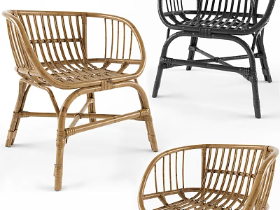 Stylish Rattan Leisure Chairs Brown and Black Woven Design for Home Decor 3d model