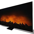 Modern Flat Screen TV Displaying Dramatic Orange Red Sky With Silhouettes 3d model