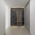 Modern Entryway Hallway Design With Marble Wall And Recessed Lighting