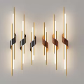 Modern Luxury Wall Lamps With Gold Poles And Black Brown Spiral Decorations Illuminated