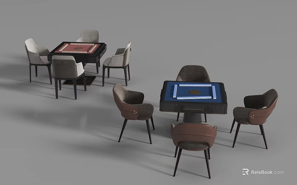 Modern Card Gaming Tables With Comfortable Chairs For Leisure Entertainment Area 3d model 