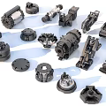 Industrial Equipment Display With Different Types Of Mechanical Components And Machine Parts