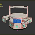 Practical Hexagonal Storage Box With Floral Patterns Drawers Gold Handles And White Frame