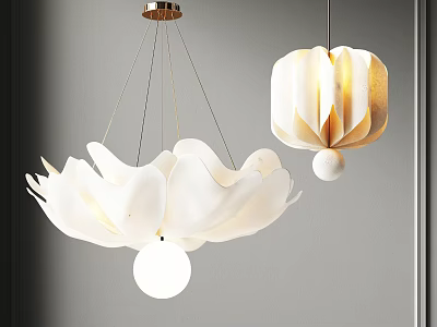 Elegant Modern White Flower Shaped Chandelier With Metal Frame And Hanging Design For Interior Decoration 3d model