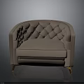 Luxury Modern Light Brown Armchair With Tufted Diamond Pattern Curved Armrests And Gold Metal Legs