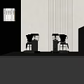 Modern Kitchen Countertop With Two Coffee Machines Gray Surface Vertical Line Decorations And Black Bookshelf