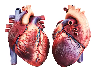 Detailed 3D Human Heart Anatomy with Vascular Structure as Chest Organs Medical Illustration 3d model