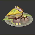 Adorable Animal Shaped Desserts With Yellow Cake Banana Slices And Chocolate Sauce On Plate