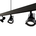 Black Track Mounted Downlights And Spotlights With Modern LED Ceiling Lighting Design 3d model