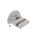 Modern Upholstered Double Bed With Arched Headboard And Soft Pillows Blanket