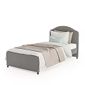 Modern Minimalist Single Bed With Upholstered Headboard And Soft Linens