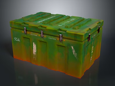 Industrial Green Storage Container With Metal Latches And SDA Side Labels 3d model