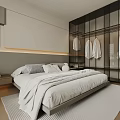 Modern Bedroom Interior With Large Bed Built in Wardrobe Dressing Table And Ambient Lighting 3d model