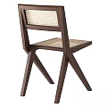 Modern Minimalist Leisure Chair Featuring Walnut Wood Frame And Rattan Weave Design