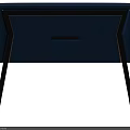 Blue Fabric Nightstand With Single Drawer And Black Metal Legs