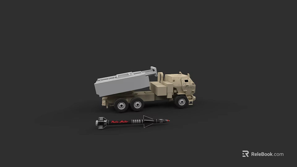 Military Weapon Rocket Launcher Model With Green Truck And Black Red Design 3d model 